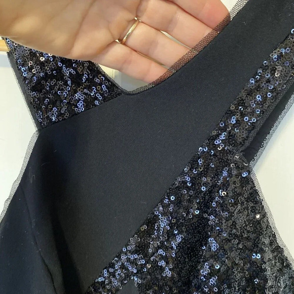 Aidan Mattox Black Maxi Dress Long Halter Sequins Side Slit Elegant Y2K Formal - Picture 6 of 16